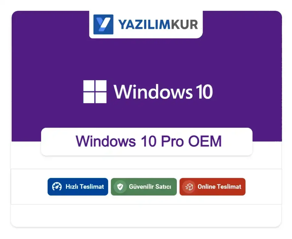 Windows 10 Pro OEM 32-64 Bit Lisans Anahtarı
