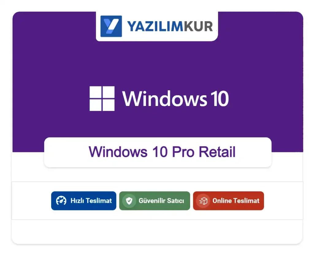 Windows 10 Pro Retail 32-64 Bit Lisans Anahtarı