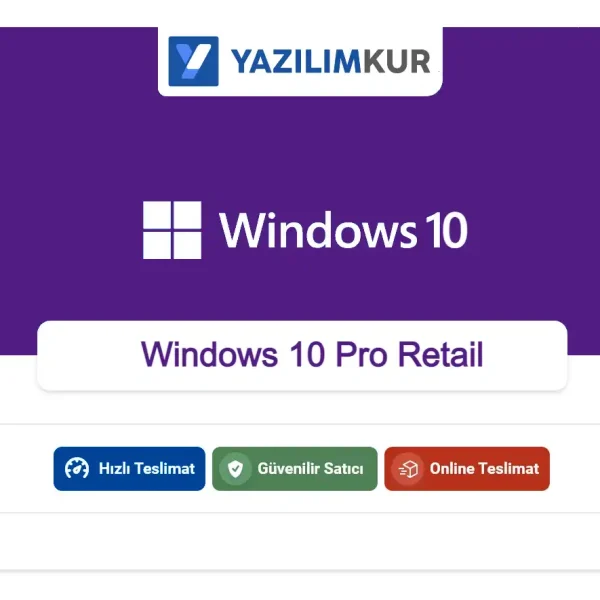 Windows 10 Pro Retail 32-64 Bit Lisans Anahtarı